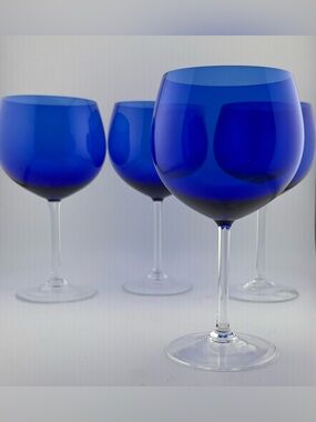 4 Kaleidoscope by BLOCK Colbolt Blue wine glasses. 14oz